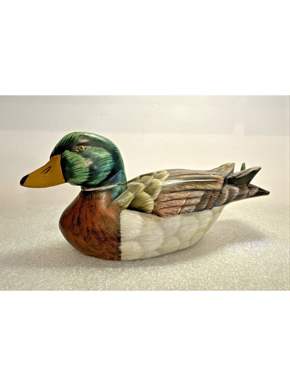 Vintage Mallard Duck Decoy Wood Wooden Figurine Handcrafted Hand Painted 10"